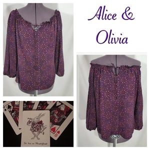 Alice + Olivia Silk Convertible Peasant Top